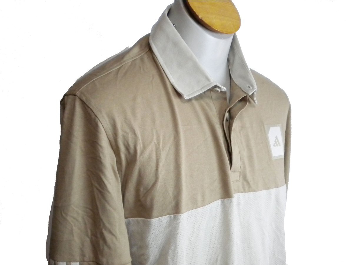 新品 ♪★ アディダス adidas GOLF メンズ ADICROSS ベージュ HS3210 EEW04 カラーブロック 長袖 ラグビーポロ サイズ2XL ★ 24809拍卖