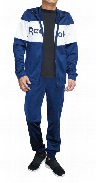 新品 ♪★ リーボック Reebok セットアップ 紺 トレーニング ワークアウト ジム メンズ ジャージ ネイビー 表記サイズM ★23y01拍卖