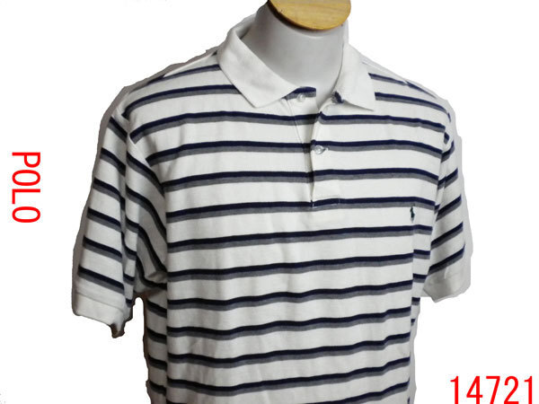 美品♪★ ラルフローレン 半袖ポロ ボーダー 白 L ★ 14721拍卖