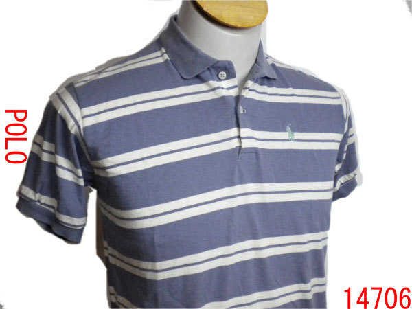 美品♪★ ラルフローレン 半袖ポロ ボーダー 薄紫 L ★ 14706拍卖
