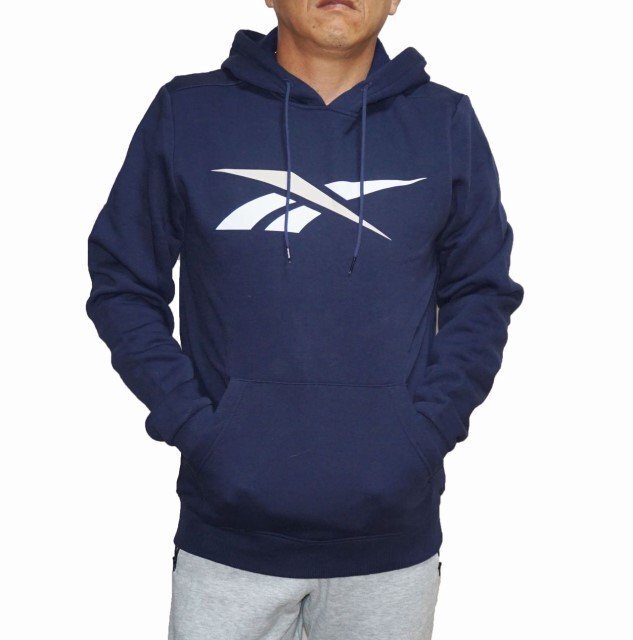 新品 ♪★ リーボック Reebok プルオーバー パーカー 紺 メンズ 裏起毛 H62064 秋物 冬物 ネイビー フーディ 表記サイズM ★ 25106拍卖