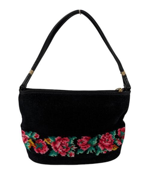 フェイラー ミニバッグ ポーチ ハンドル付き 手付きポーチ ブラック 花柄 シュニエール織 レディース FEILER 【中古】拍卖