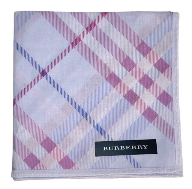 未使用 バーバリー ハンカチ 綿 100% チェック バーバリー レディース BURBERRY ライトパープル 【中古】拍卖