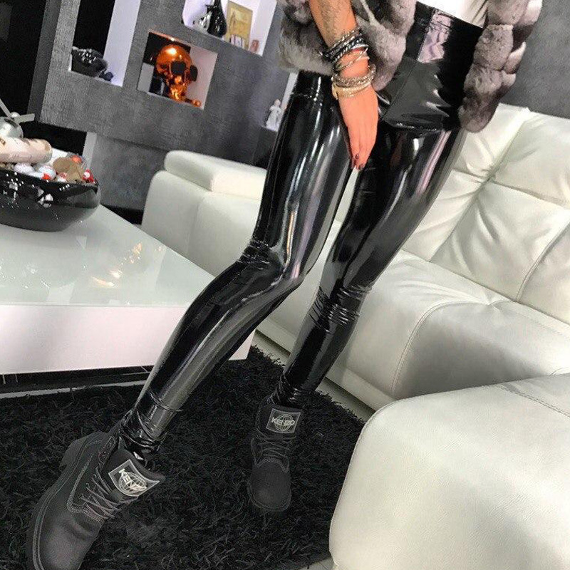 新品オーロラ レインボーエナメル レザー スキニー 【オーロラブラック XLサイズ】レディース 女性 セクシー SM ボディコン コスプレ拍卖