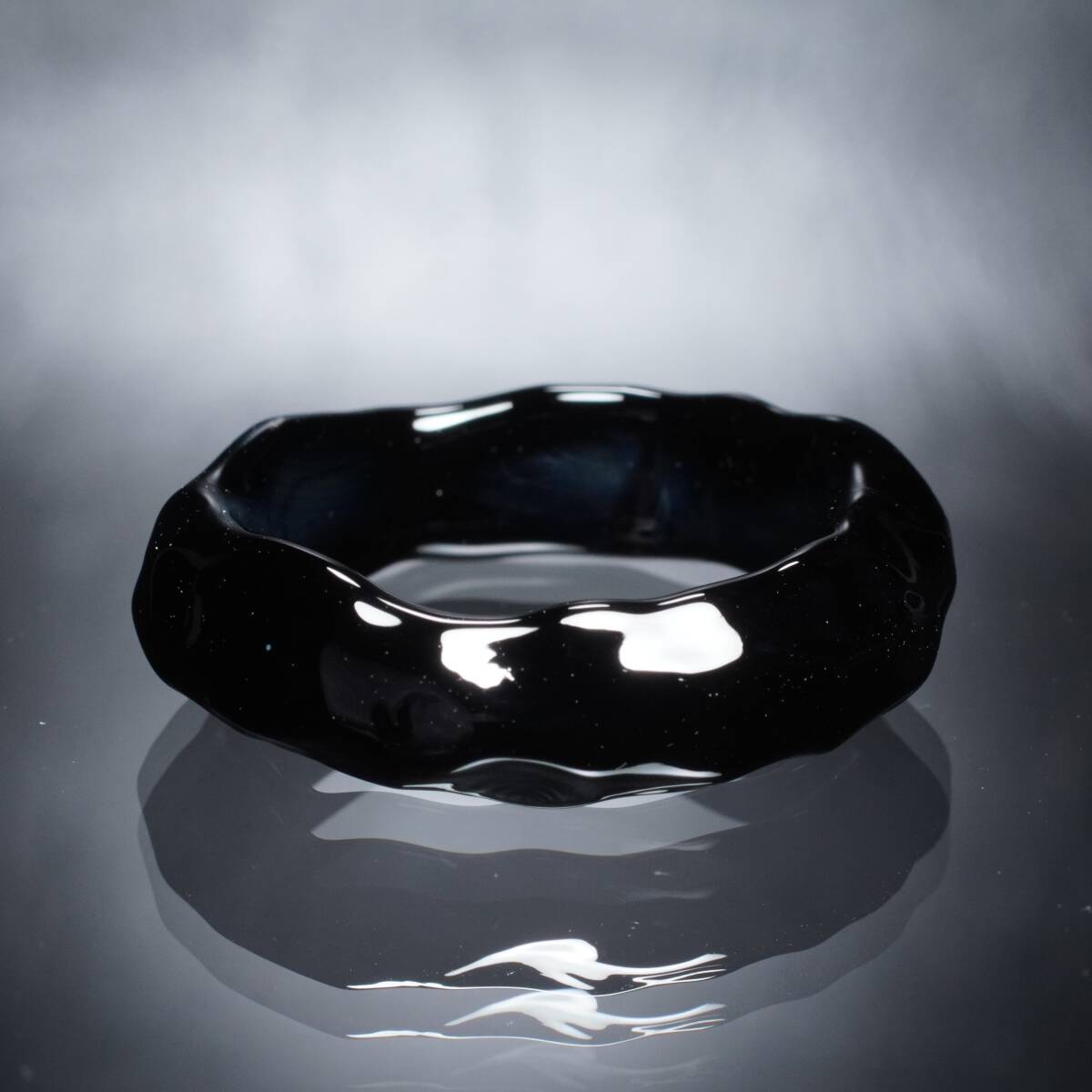 ガラスの氷 漆黒 Ring 14号(サイズのオーダーメイドに対応いたします)【YASUDA GLASS】拍卖