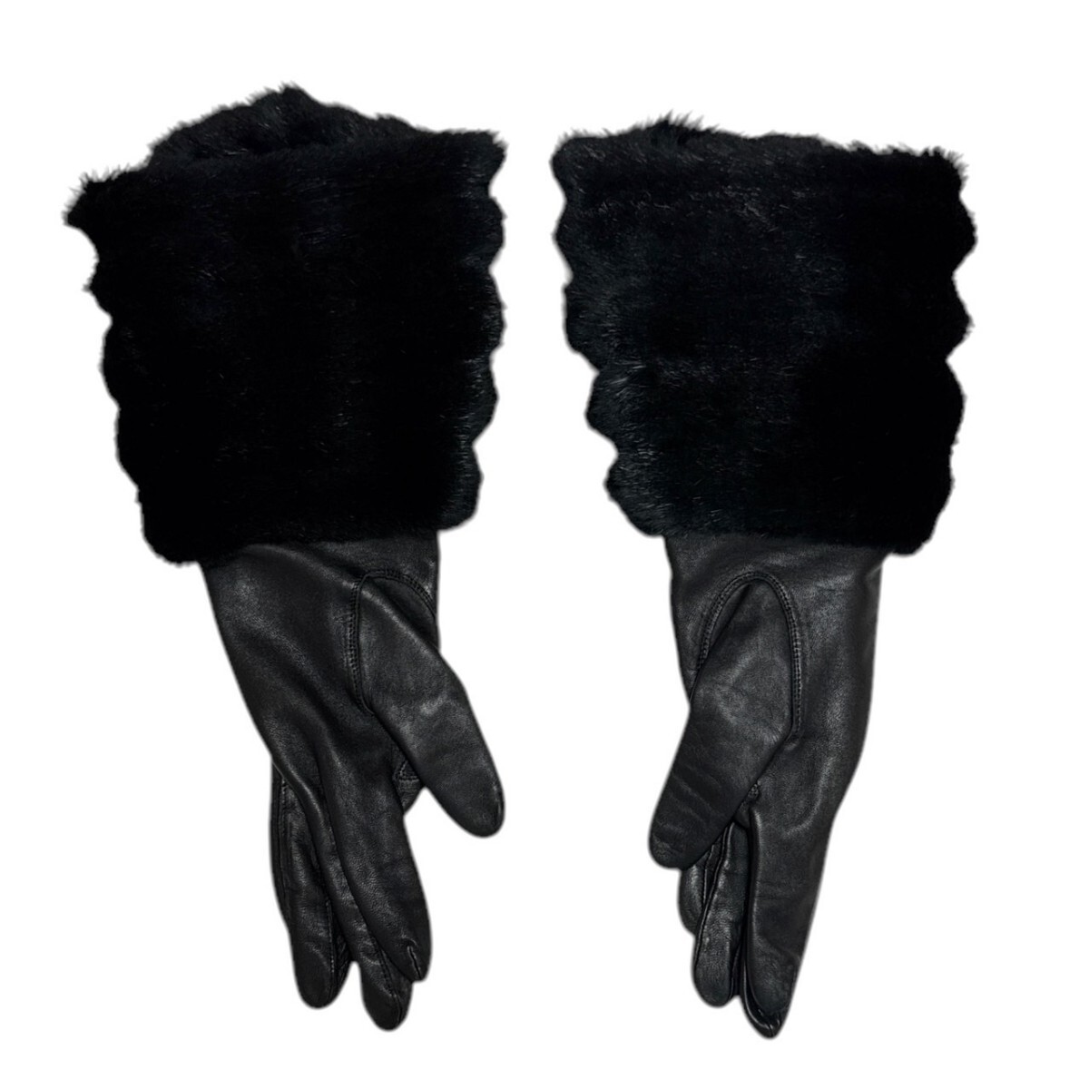 未使用 ジバンシィ レザーグローブ 手袋 ロゴ ファー ブラック 25B13拍卖