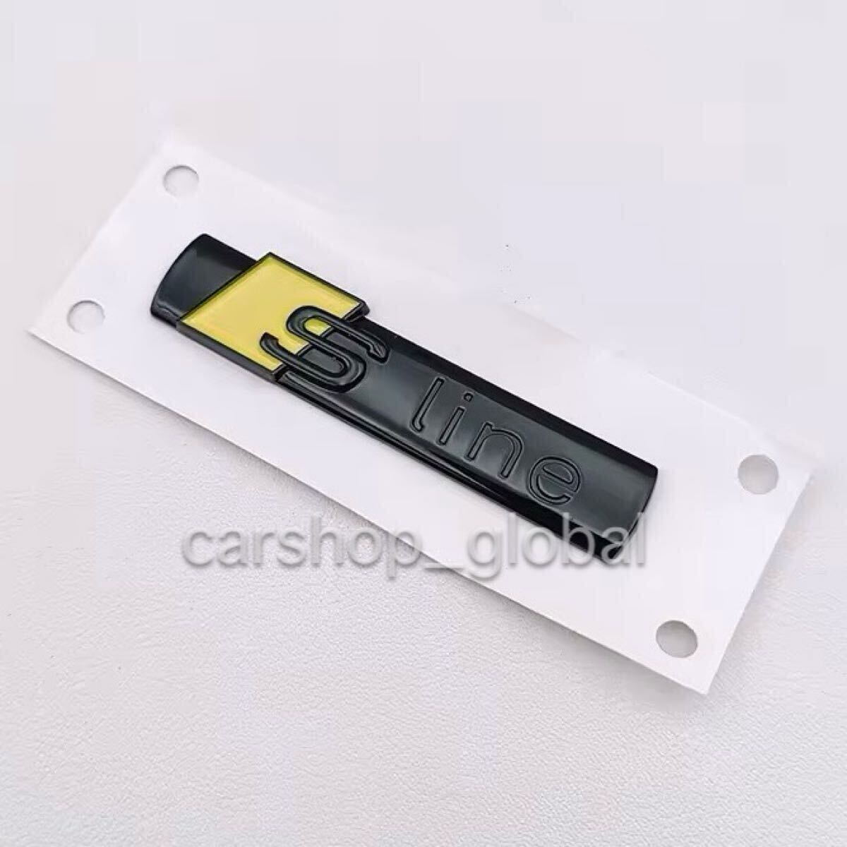 アウディ Audi S Line エンブレム サイド/トランク等 グロスブラック×イエロー ステッカー A1/A3/A4/A5/A6/A7/A8/Q3/Q5/Q7/Q8/TT/Sライン拍卖