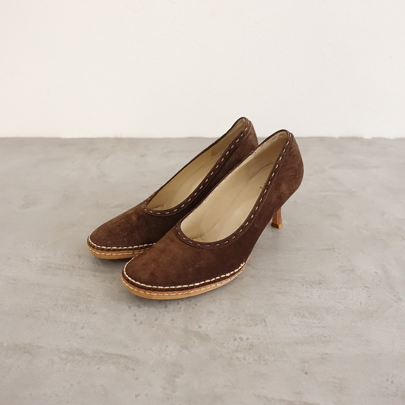 アンリークイール HENRY CUIR *ヒールパンプス 37.5/23.5*ダークブラウンレザー皮革シューズ靴(sh88-2407-80)【11H42】拍卖