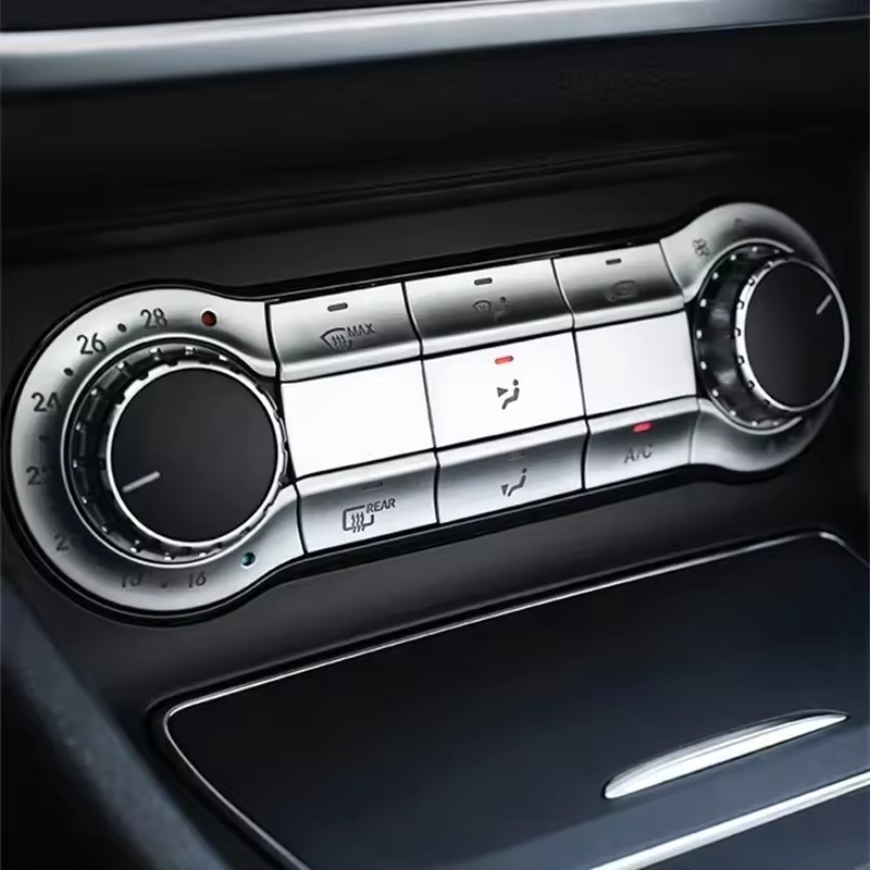 センターコンソール用エアコンボタン,車内装飾ステッカー,メルセデスベンツc117 cla x156 gla w176 w246 a b class シルバー拍卖