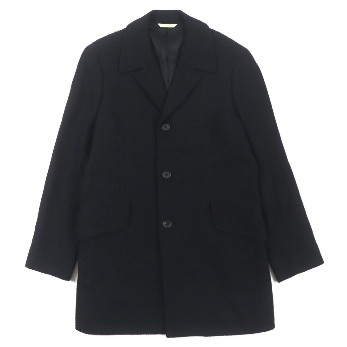 美品▼Paul Smith COLLECTION ポールスミスコレクション ウール100% シングル チェスターコート ブラック L 日本製 正規品 メンズ拍卖