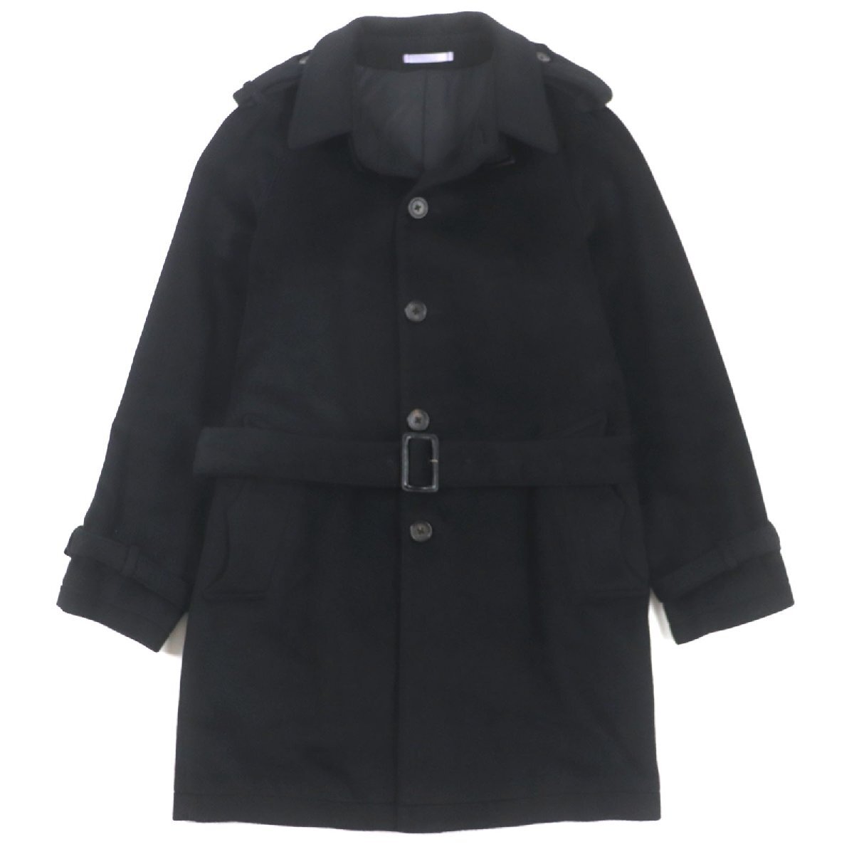 美品▼Paul Smith LONDON ポールスミスロンドン アンゴラ100% トレンチコート ブラック M 日本製 正規品 メンズ ビジネスおすすめ◎拍卖