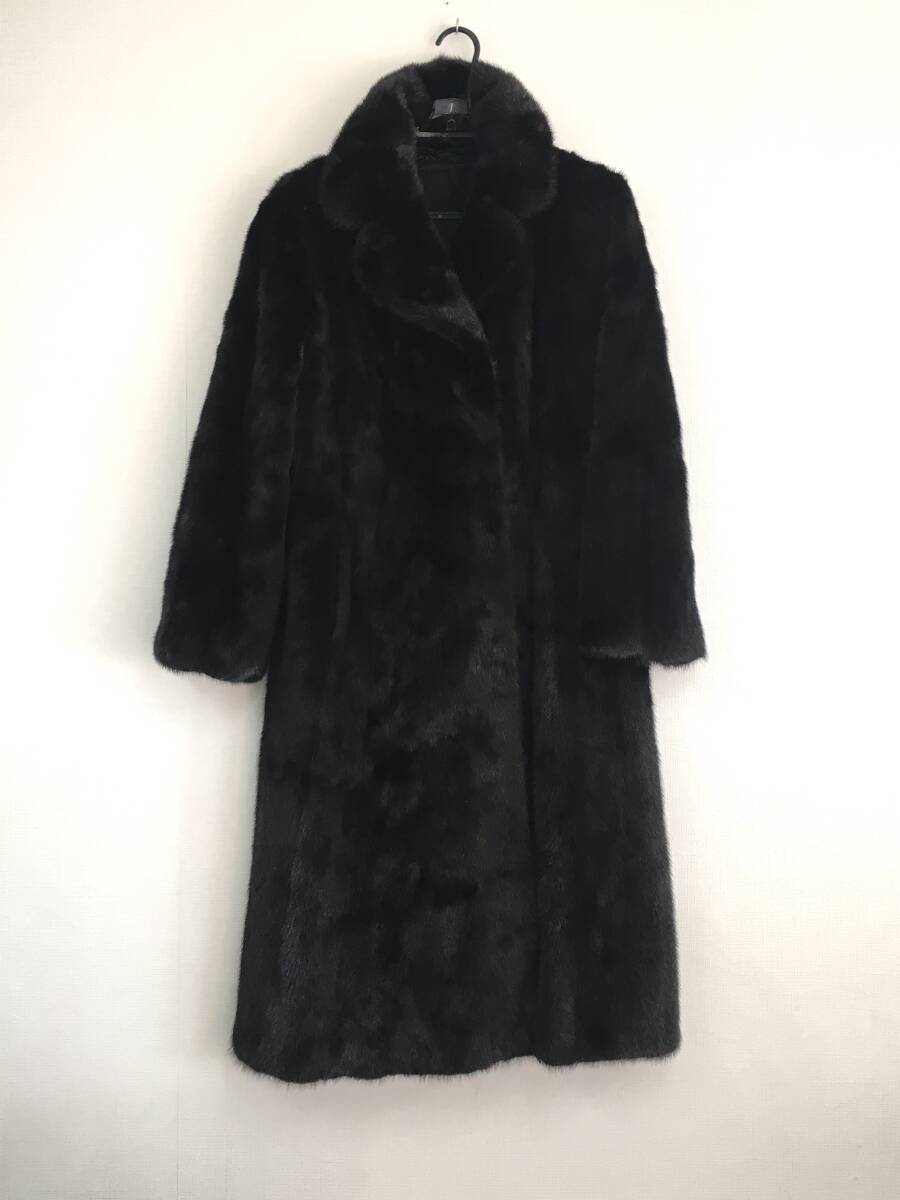 【美品】サガミンク 銀サガ ロング コート ブラック 黒 サイズ:13号拍卖