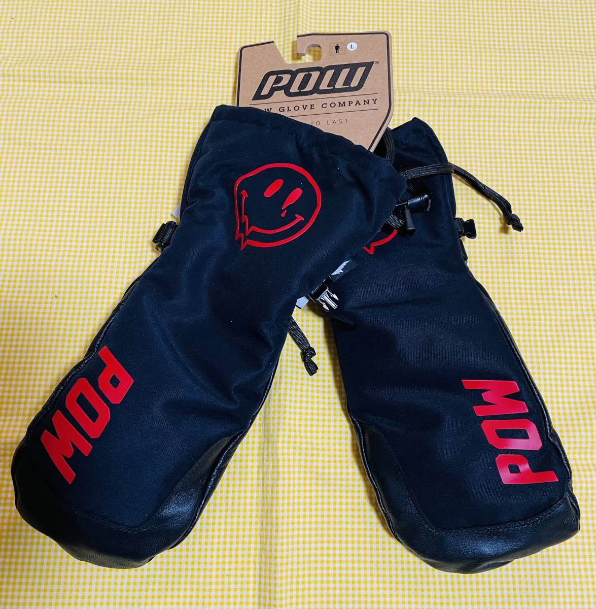 【即決】新品・未使用 POW KB PRO MITT BLACK Lサイズ THINSULATE 暖かく防水通気性OK パウミトンブラックレッドニコちゃん51%OFF激安拍卖