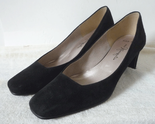 良品 銀座かねまつ GINZA Kanematsu ブラック 黒 靴 ヒール パンプス レディース拍卖