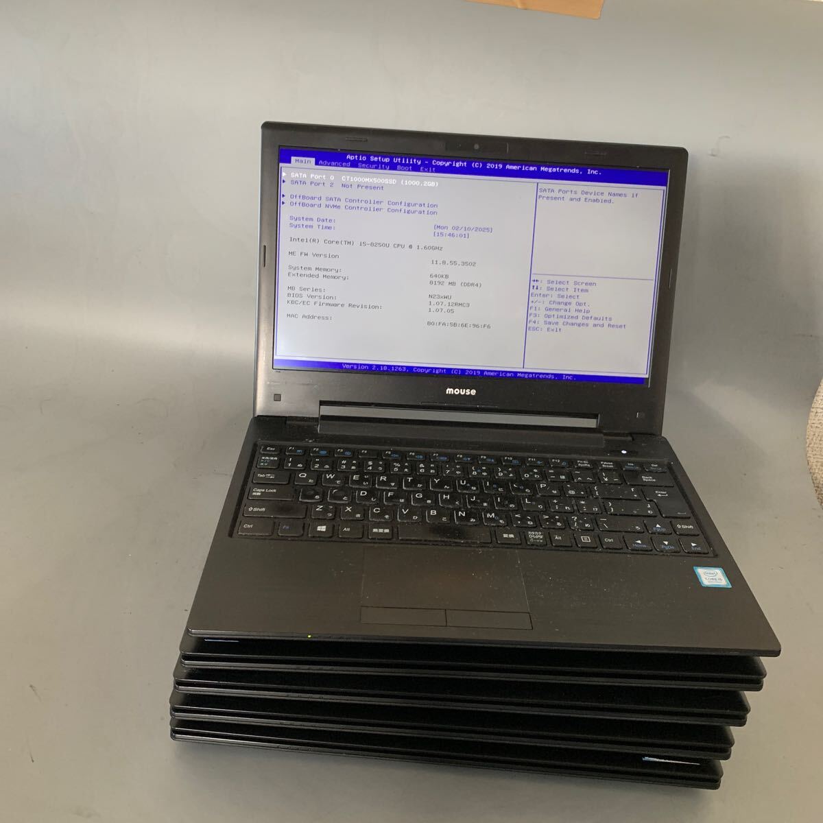JK6149 MOUSE Mpro-NB391H-SSD/Core i5-8250U 1.60Ghz /メモリー:8GB/HDD:1000GB/BIOS確認だけ/5台セット/画面薄いホワイトスポート拍卖
