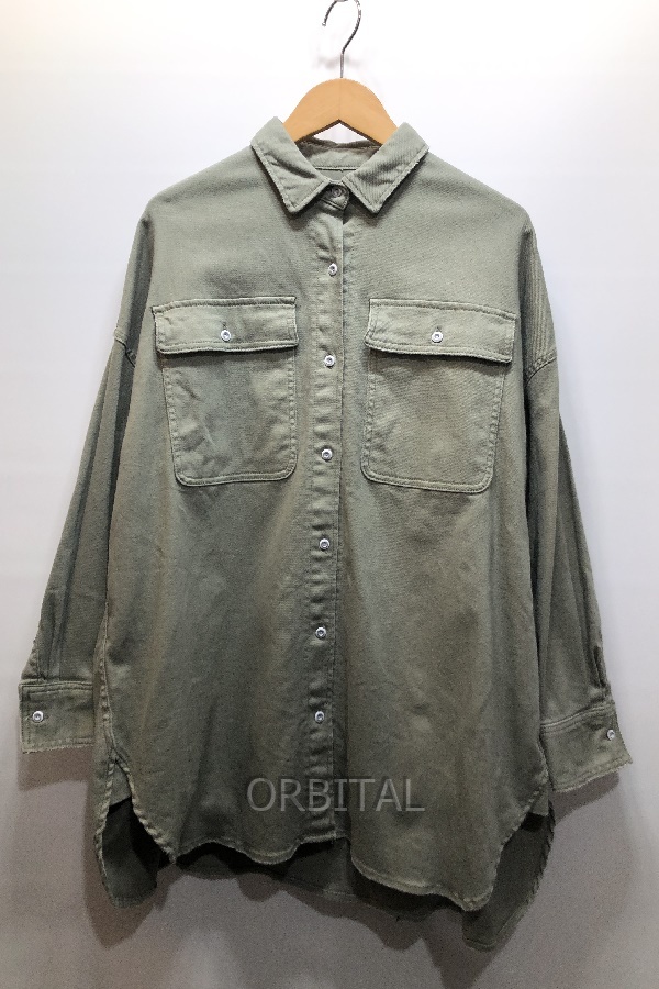 経堂) Healthy denim ヘルシーデニム Almond アーモンド スーパービッグシャツ レディース 1 定価¥19,800- カーキ H809620拍卖