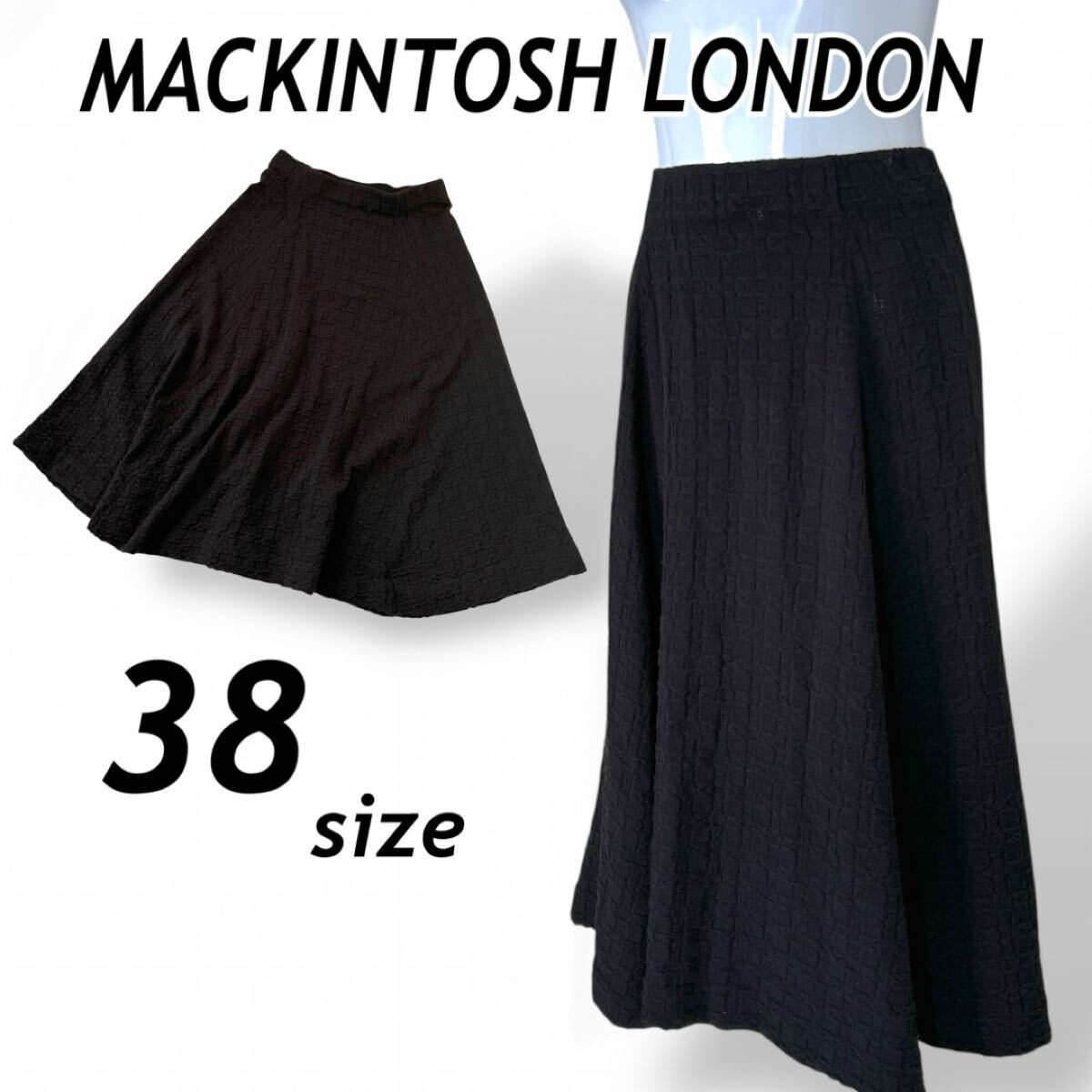 MACKINTOSH LONDON マッキントッシュ レディース フレアスカート 38 Aラインロング G5S87-109-28 ジャガード 三陽商会 ブラック系 (B4)★拍卖
