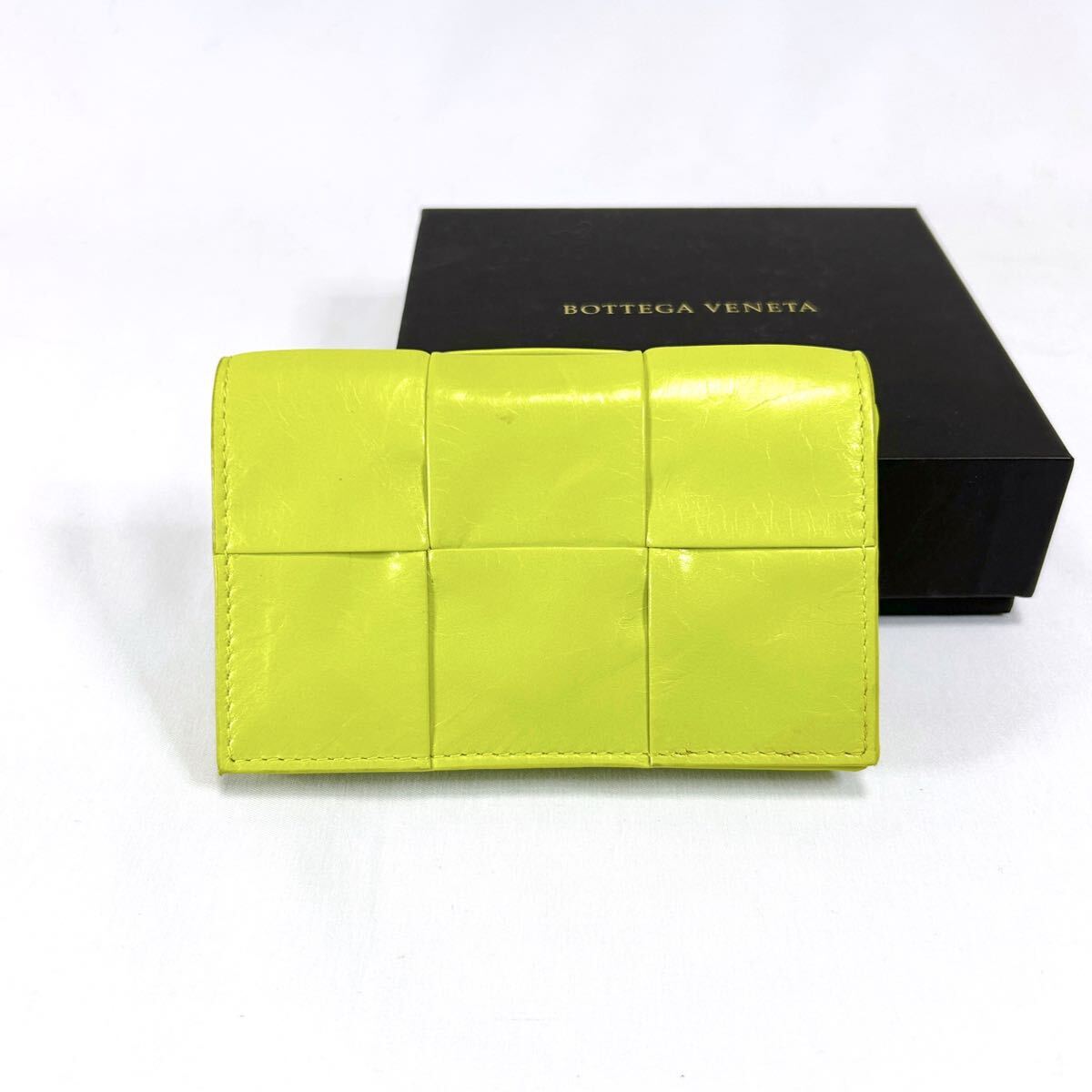 BOTTEGA VENETA ボッテガヴェネタ 二つ折り カードケース 名刺入れ マキシイントレチャートレザー イエロー 黄色拍卖