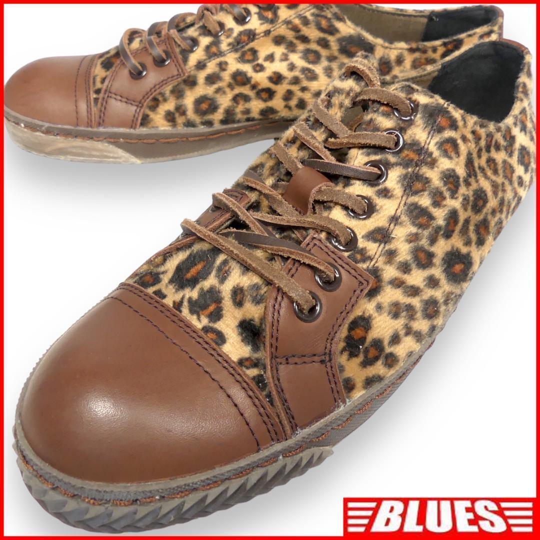 即決★whoop‘EE’★24.5cm レザーレースアップシューズ メンズ 39 ヒョウ柄 レオパード 本革 本皮 革靴拍卖