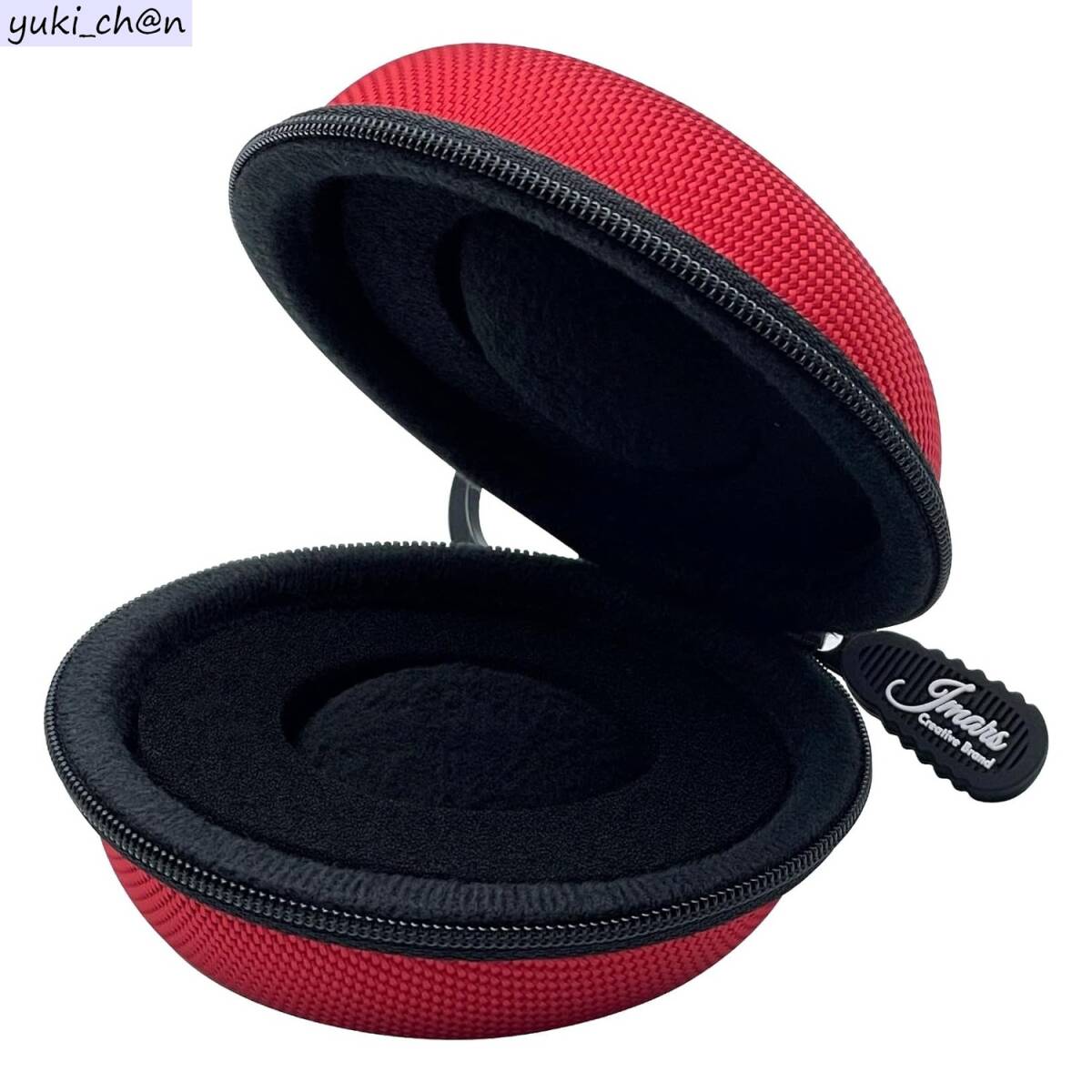 腕時計 携帯ケース レッド 強度1680Dナイロン ファスナー 軽量 丸型 時計を守るクッション付き 持ち運び カラビナ付拍卖