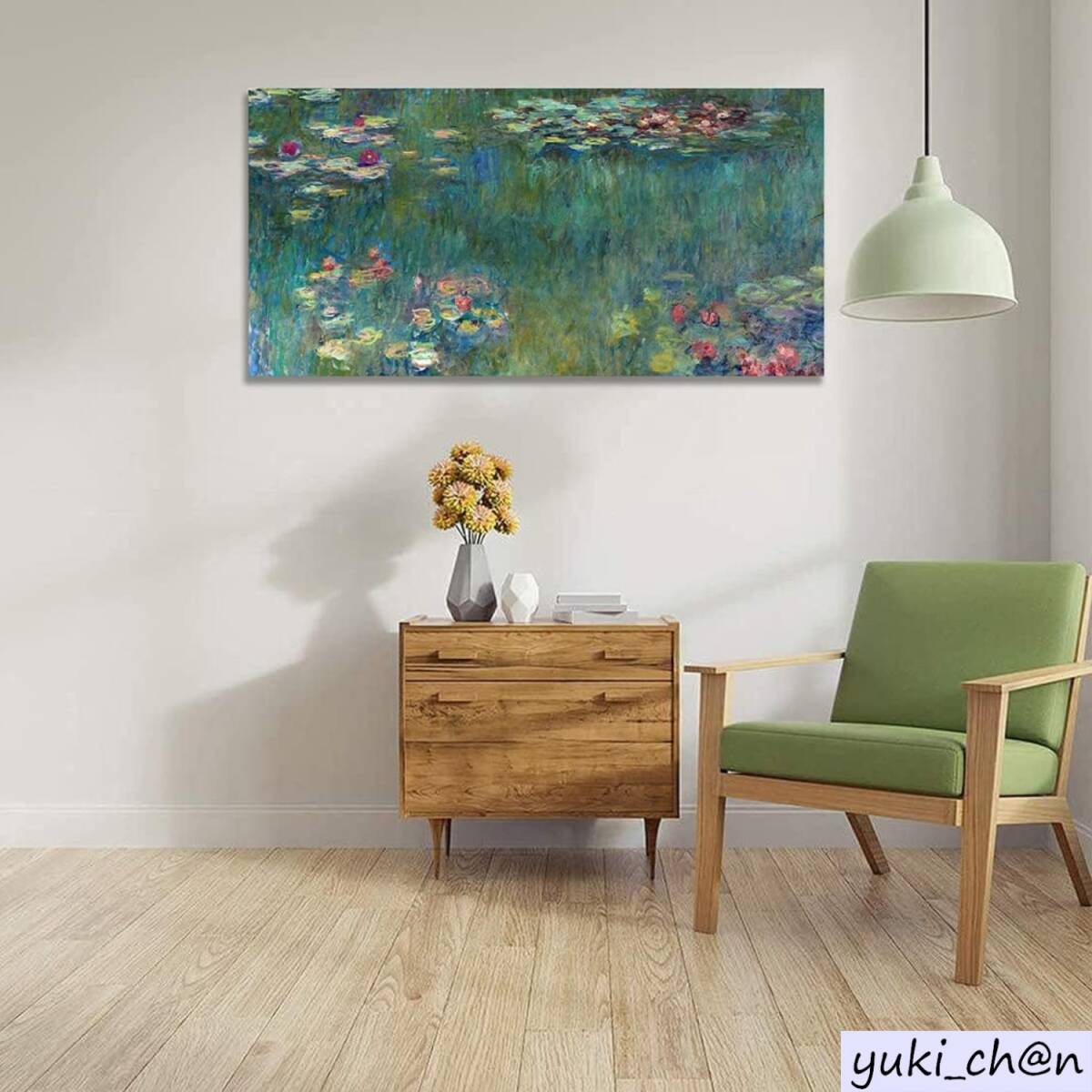 アートパネル 油絵 複製画 絵画 アートフレーム 大きな絵画 30cmx60cm モネ 睡蓮 花 大型 インテリア 装飾品拍卖