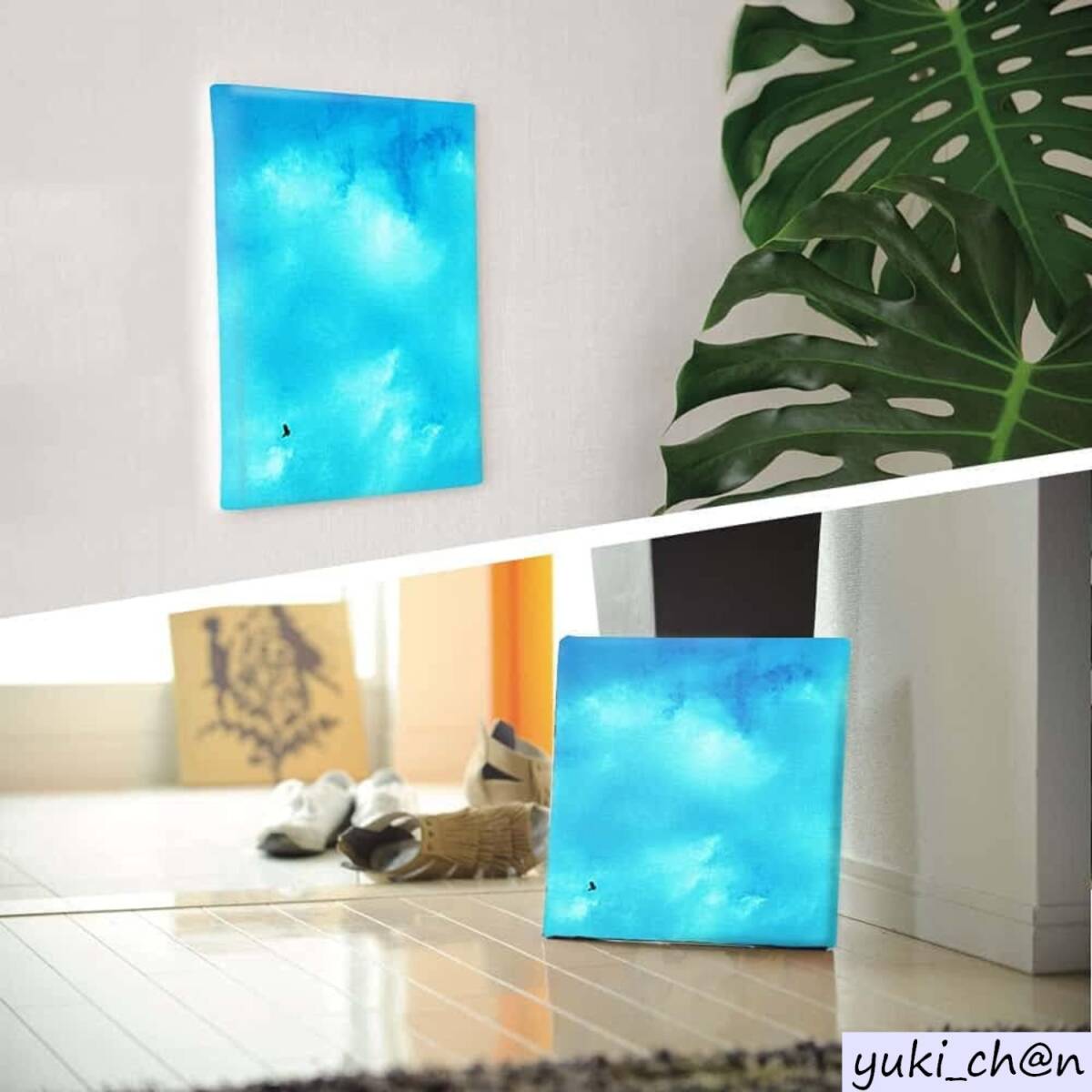 アートパネル ファブリックパネル 30cm×30cm 空 ブルー 青 日本製 おしゃれ インテリア リビング 鳥 自然 風景拍卖