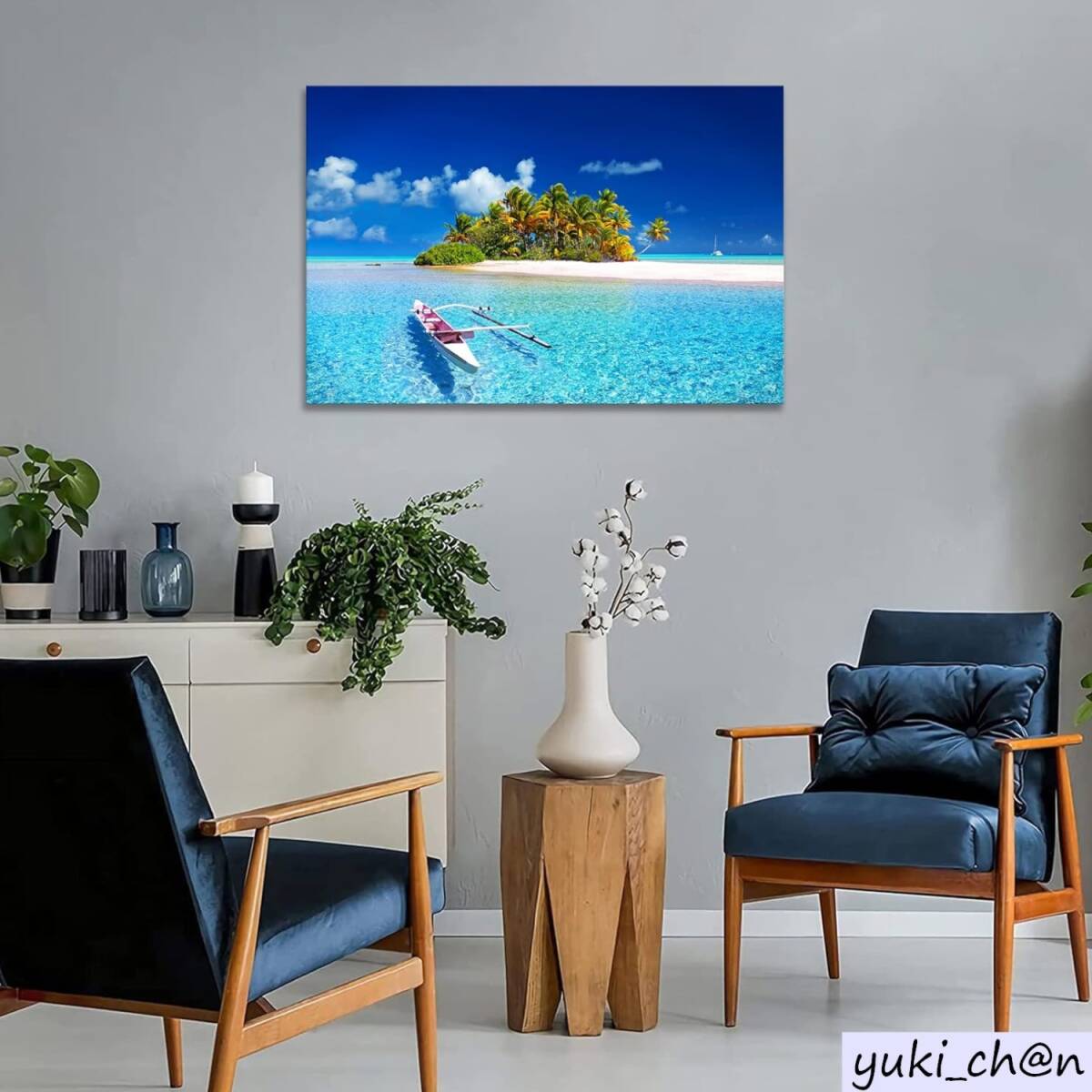 アートパネル 自然風景 絵画 風景画 30cmx40cm 南国 海 白い砂浜 椰 ボート 太陽 壁掛け インテリア 室内装飾拍卖