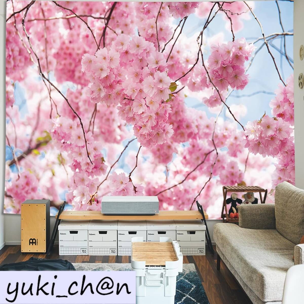 タペストリー 150cmx200cm 壁掛け 壁飾り 桜 満開桜 自然景色 オシャレ 背景 多機能 インテリア 雰囲気転換拍卖
