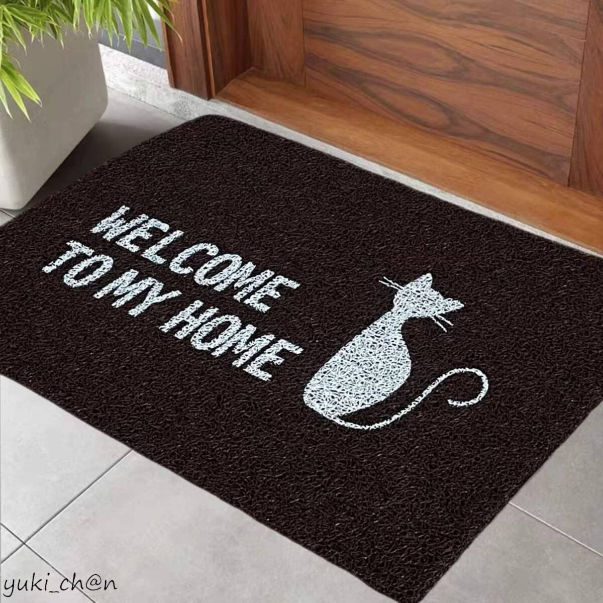 玄関マット エントランスマット 60cm×40cm ブラウン 屋外 屋内 かわいい 洗える 滑り止め 泥落としPVC 速乾 ウェルカム拍卖