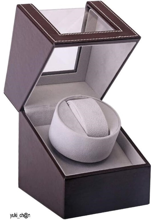 ワインディングマシーン ウォッチワインダー 1本巻き ブラウン 自動巻き時計ワインディングマシーン 新型腕時計自動巻き上げ対応 高級感PU拍卖