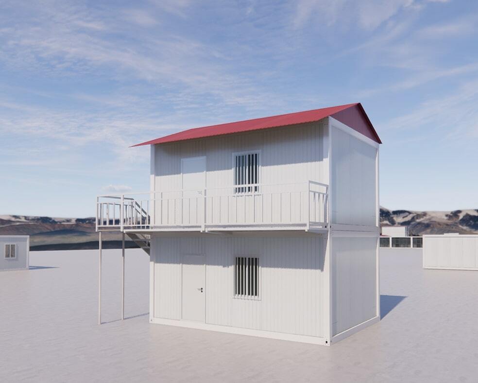 2階建て ユニットハウス 3m×6mを2F建 36平方メートル スーパーハウス 仮設 オーダーメイド 部屋 屋根 山型 人型 積雪対策拍卖