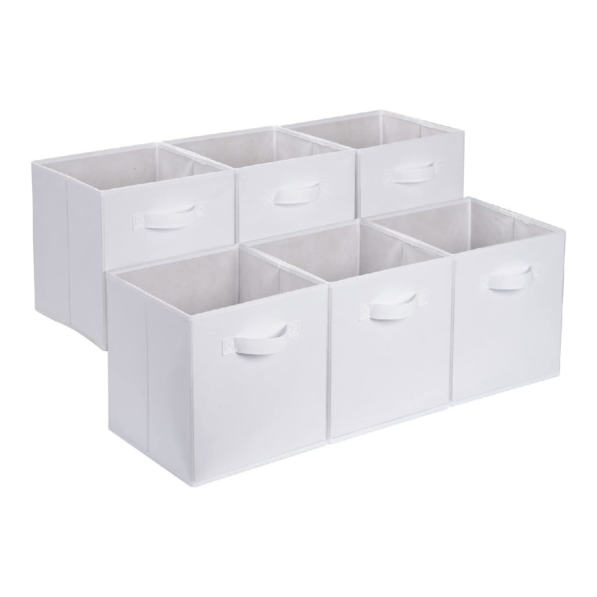 ベーシック 収納ボックス 折りたたみ式 6点セット 取っ手付き ホワイト 27×27×28cm拍卖