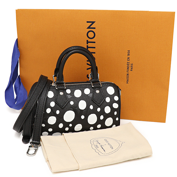 未使用 ルイヴィトン×草間彌生 LV×YK ナノ スピーディ M81910 モノグラムアンプラント ブラック×ホワイト 2WAYバッグ拍卖