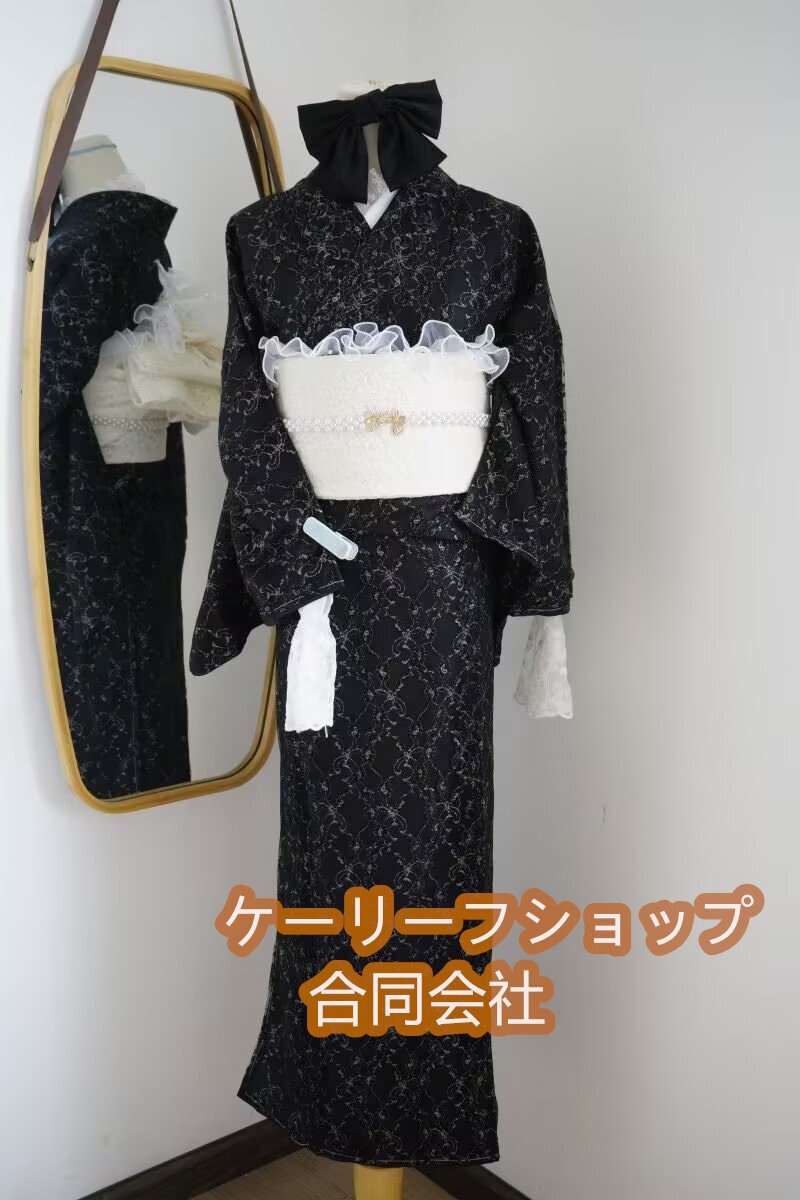 【ケーリーフショップ】人気美品☆ レースの小紋着物 成人式 163CM 成人式 総レース 仕立て上がり単品拍卖