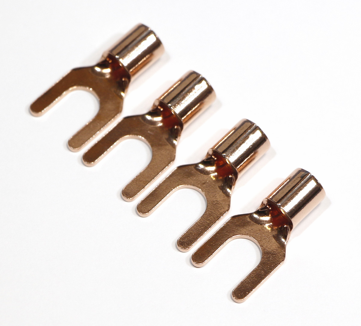 送料無料!非メッキ OFC 高純度無酸素銅 6mmYラグ圧着端子 8SQ対応 無メッキ スペード端子 4個set 8Y-6拍卖