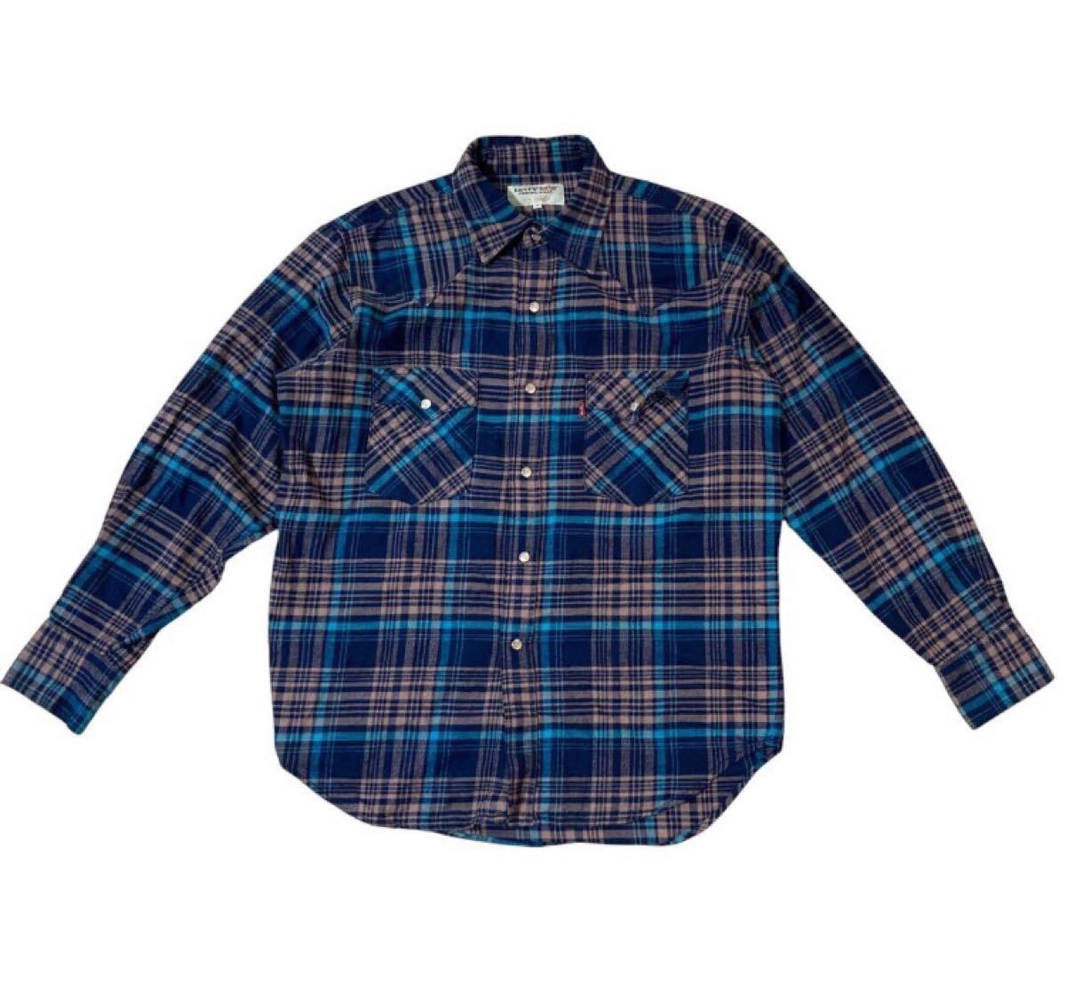 Levi's リーバイス redtab青系チェック ネルシャツ 長袖 Lサイズ拍卖