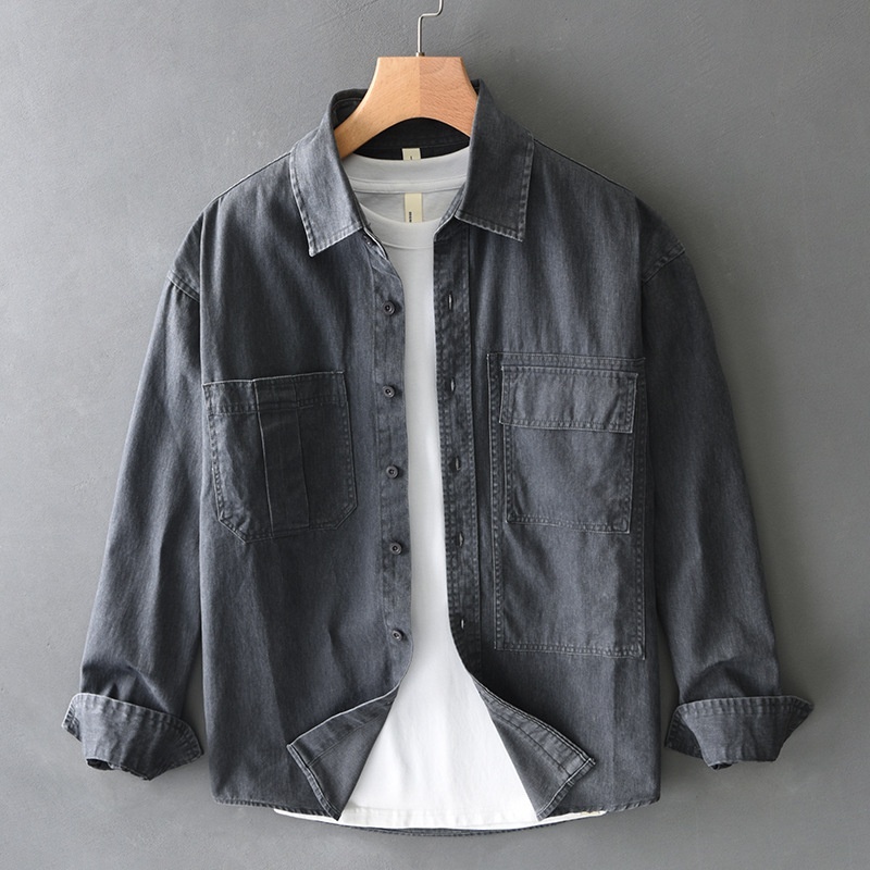 ウエスタンシャツ 長袖シャツ カーゴシャツ シャツジャケット 新品*メンズ シャツ トップス コットン春服秋服【T750】グレー 3XL拍卖