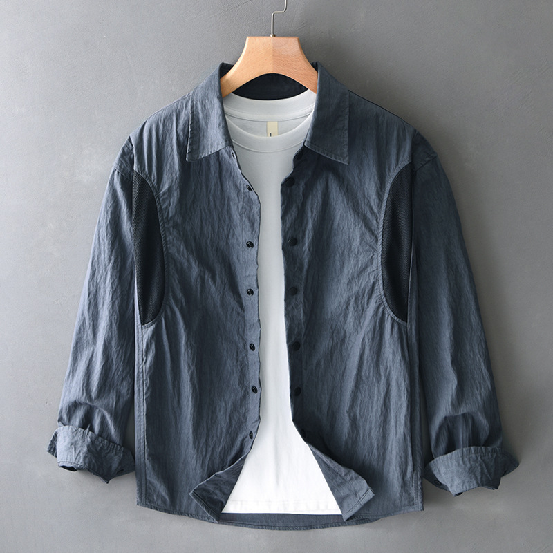 カジュアルシャツ カーゴシャツ ワーク 登山・アウトドア 長袖シャツ 新品*メンズ シャツ トップス 春秋服【T9006】灰ブルー 2XL拍卖
