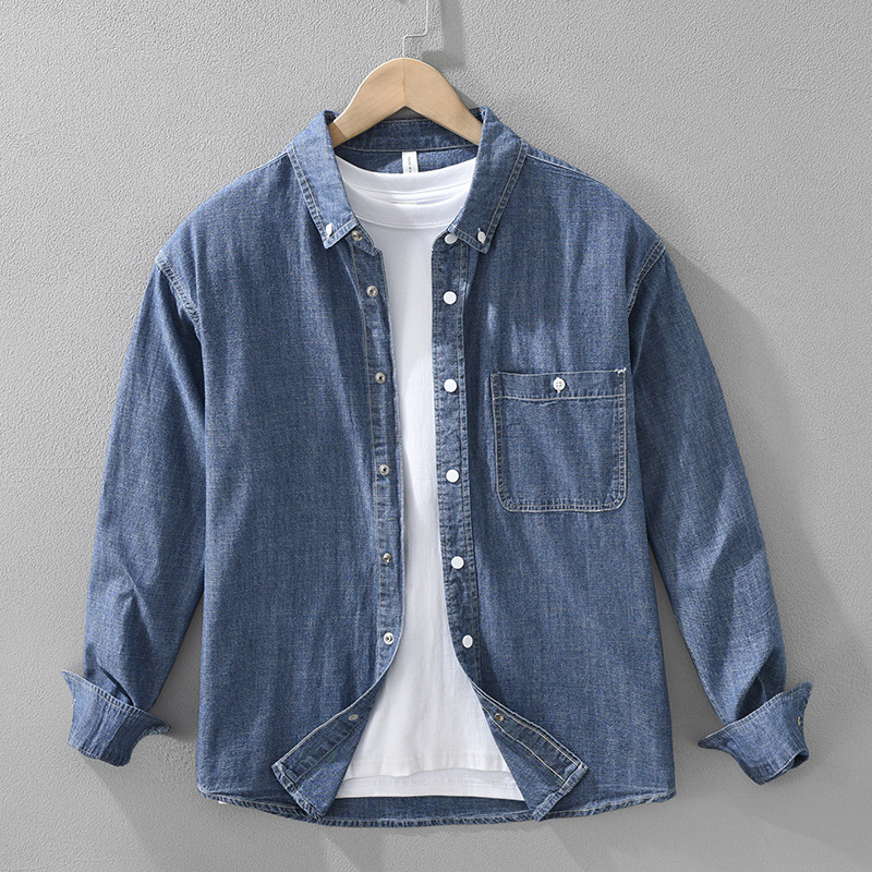 デニムシャツ ウエスタンシャツ 長袖シャツ シャツジャケット 新品*メンズ シャツ トップス 春秋【7596】ダークブルー M拍卖