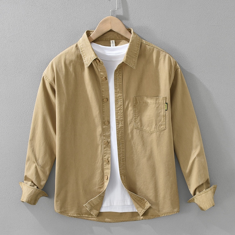 シャツジャケット 長袖シャツ 新品*メンズ シャツ トップス コットン カーゴシャツ ワークシャツ 春服秋【8936】カーキ【M-3XL選択拍卖