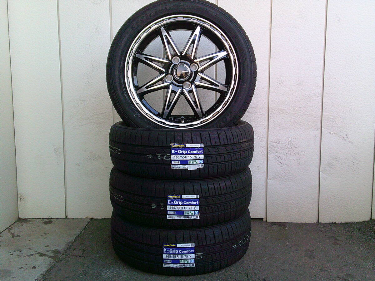 新品☆15インチ☆ピエディーノ スタイルS&グッドイヤーE-Gripコンフォート☆165/55R15☆タント・ムーヴ・ワゴンR・N-BOX☆Hu拍卖
