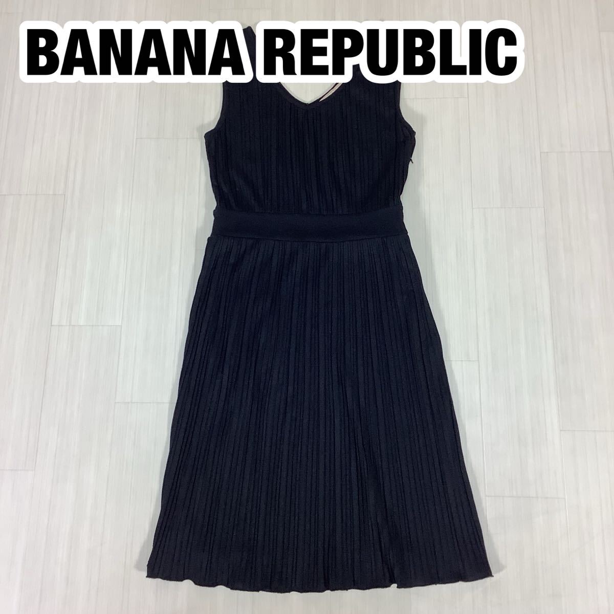 BANANA REPUBLIC バナナパブリック ノースリーブワンピース サイズ O ブラック インナースカート拍卖