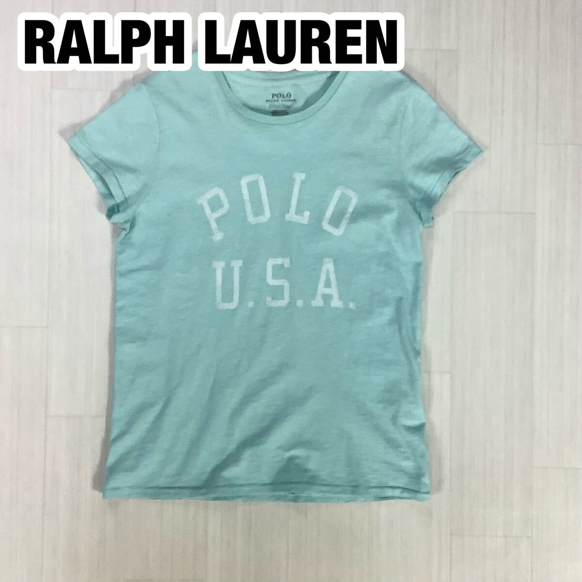 RALPH LAUREN ラルフローレン 半袖Tシャツ S ライトブルー プリント拍卖
