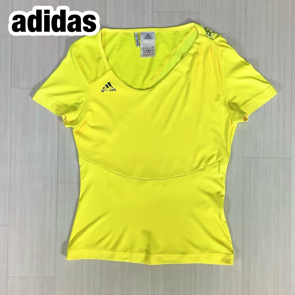 adidas アディダス 半袖Tシャツ ランニングウェア レディース M 蛍光イエロー拍卖