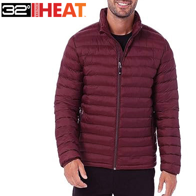 新品 L ★ コストコ 32HEAT メンズ ウルトラライト 中綿 ジャケット US-M レッド 赤 ダウン 軽量 フルジップ 32 ヒート ディグリース拍卖