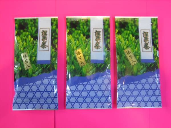 抹茶入り煎茶深蒸し茶100gX3本・深むし茶 (1番茶新芽農薬を散布していません)拍卖