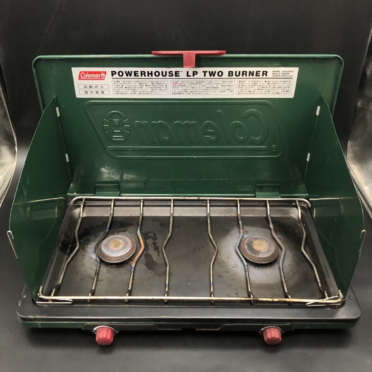 SW0122-17-4 コールマン パワーハウス コンロ JCM-S201A バーナー アウトドアグッズ キャンプ 破損有 53×32×6㎝ 120サイズ拍卖