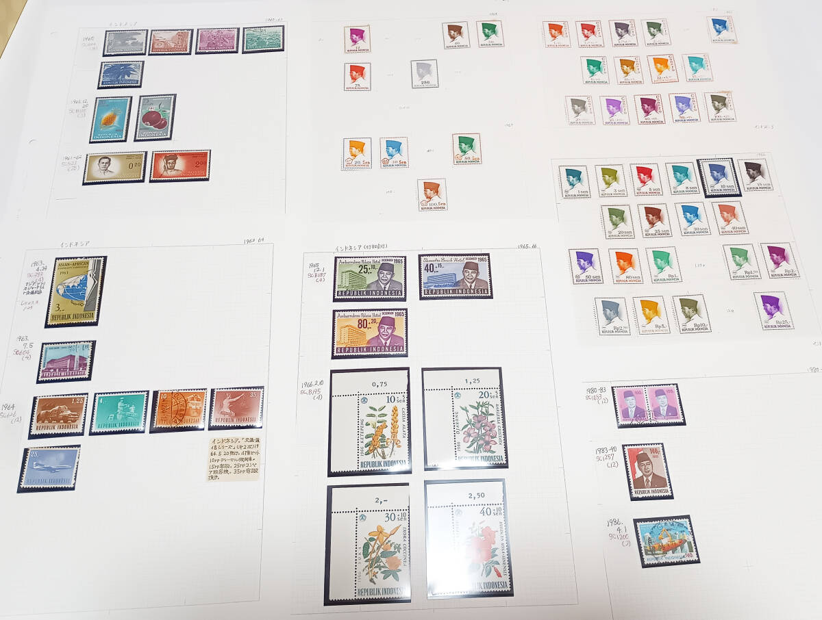 インドネシア切手 使用済 1960年~1986年 69枚 長期保管品拍卖