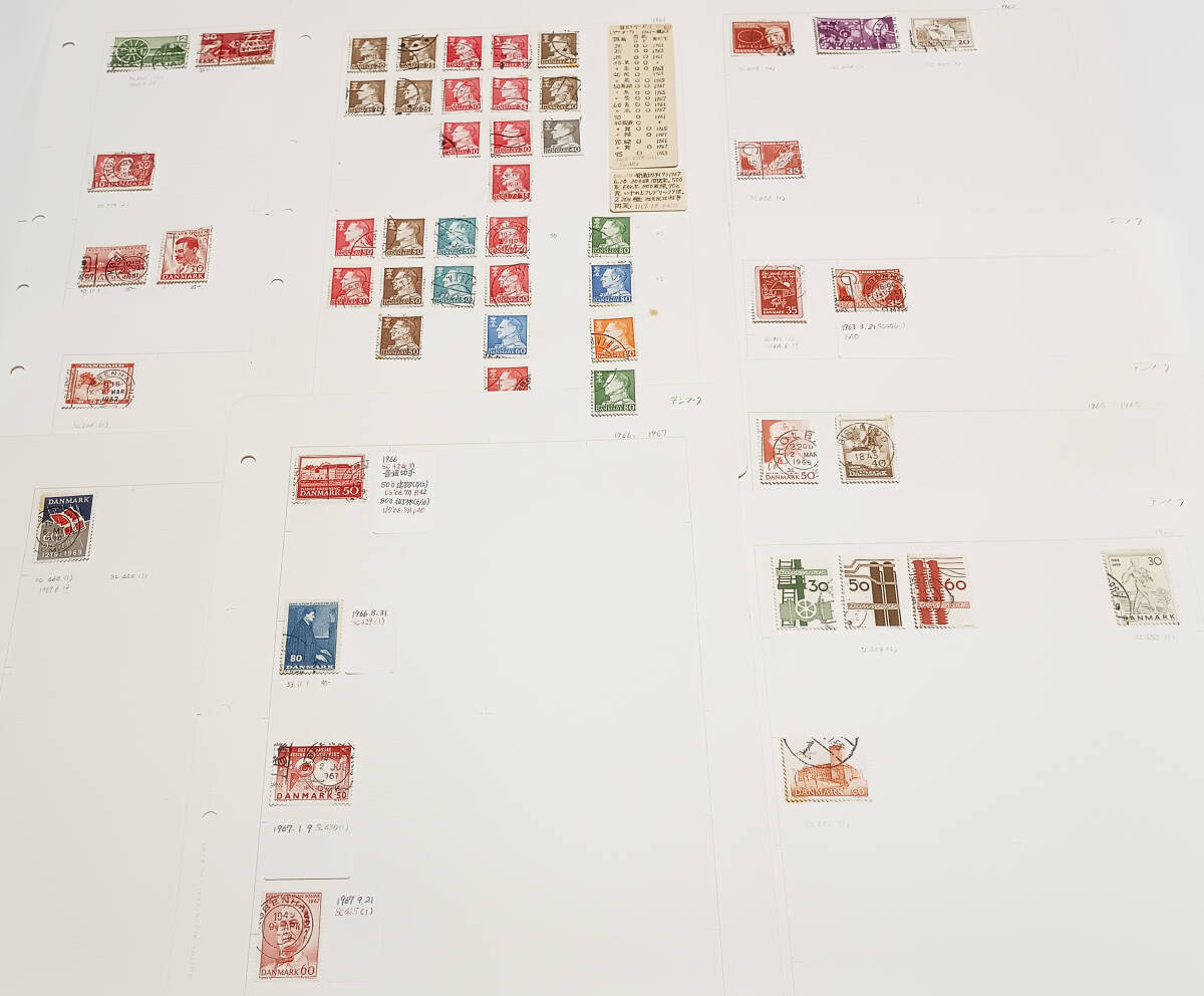 デンマーク切手 使用済1953年~1959年 53枚 長期保管品拍卖