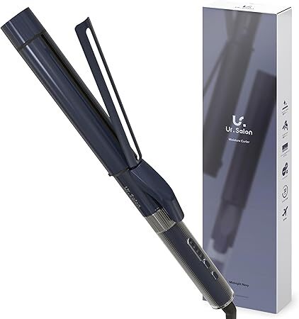 未開封 UR.SALON コテ 32mm 海外対応 ヘアアイロン カールアイロン 潤いツヤ髪 美髪 マイナスイオン ネイビー拍卖